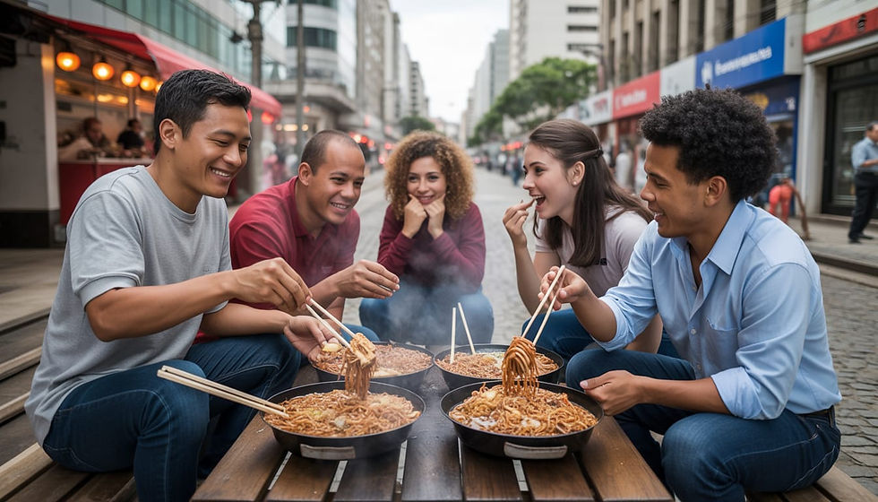 Yakisoba na Liberdade em São Paulo: comida que reúne pessoas