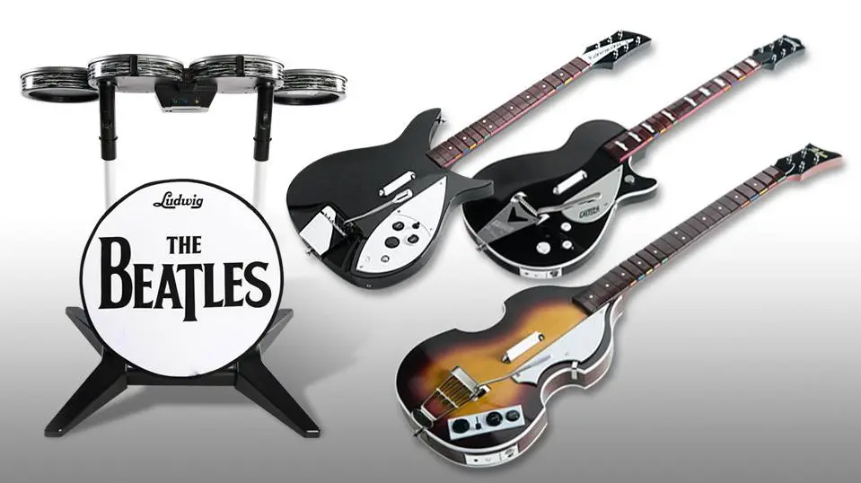 The Beatles rock band controllers