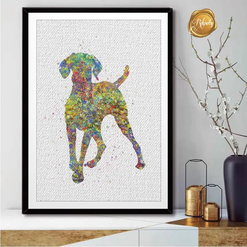 Miniatura:  Hungarian Vizsla Dog Watercolor Poster. Canvas Painting Room Decor and Wall Han