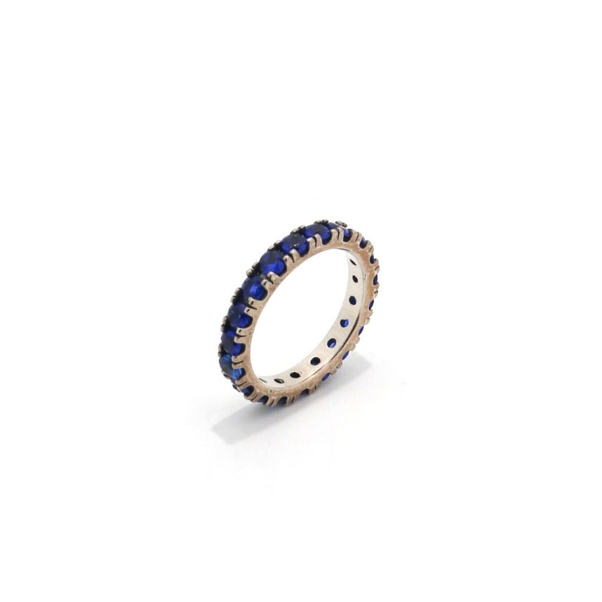 Sterling Silver Navy Blue crystal Ring.