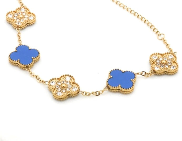 Thumbnail: Blue Four Leaf Flower Bracelet
