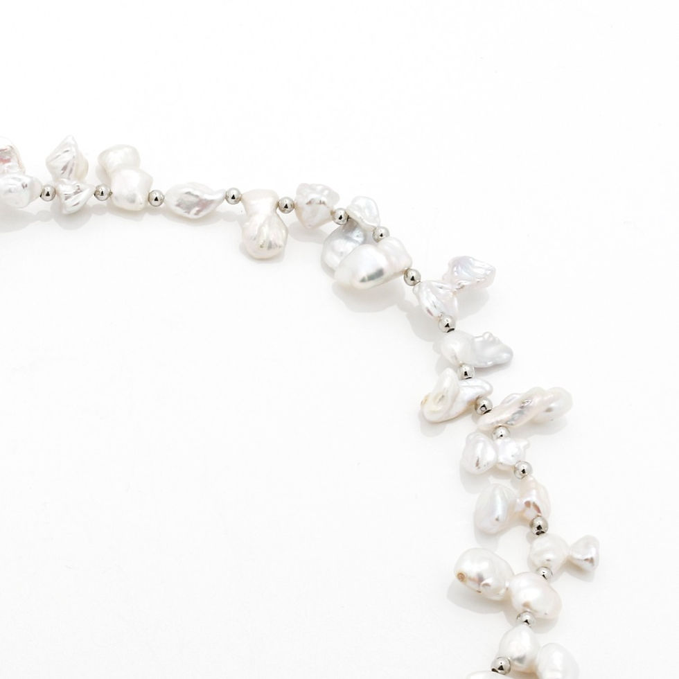 Thumbnail: White Keshi Pearl Pendant Choker