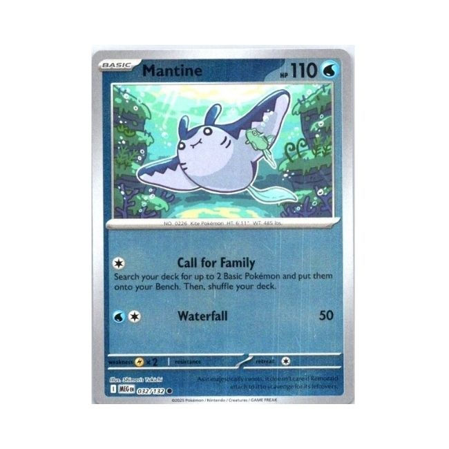 Pokemon Basic Holo Mantine waterfall make2025 032/132 C Shimaris yukichi HP110