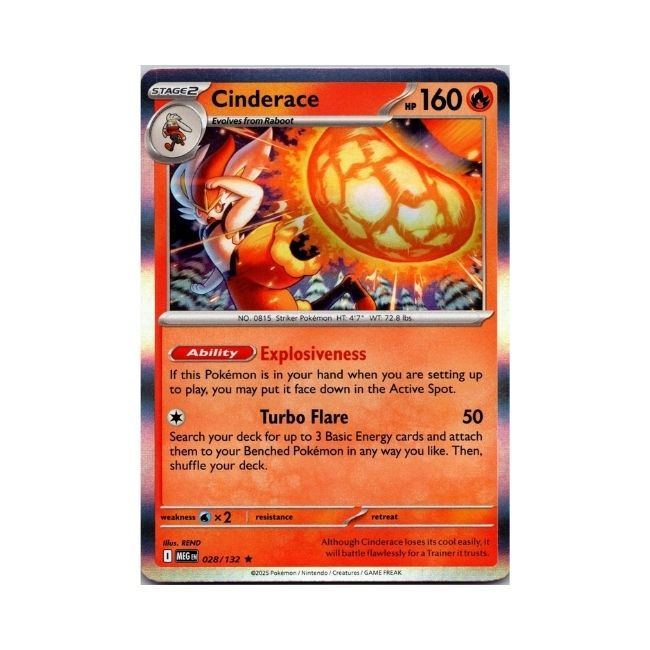 Pokemon card ST2 Cinderace Turbo Flare holo make 2025 028/132 R REND Fire HP160