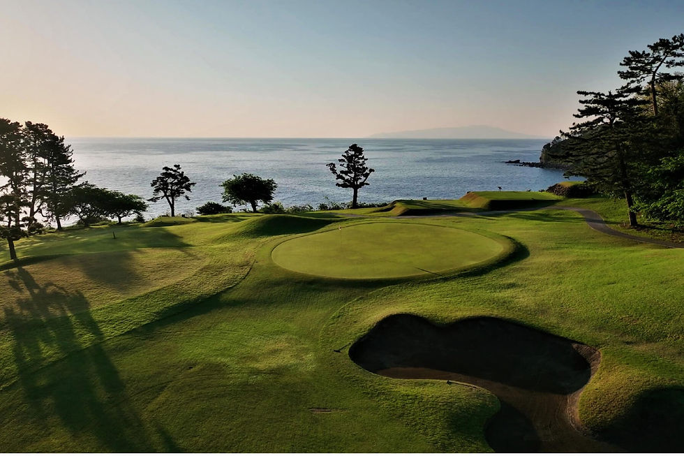 Walking with a caddie along the dramatic fairways of Kawana Fuji — every swing here is framed by the ocean breeze and the timeless beauty of Japan.