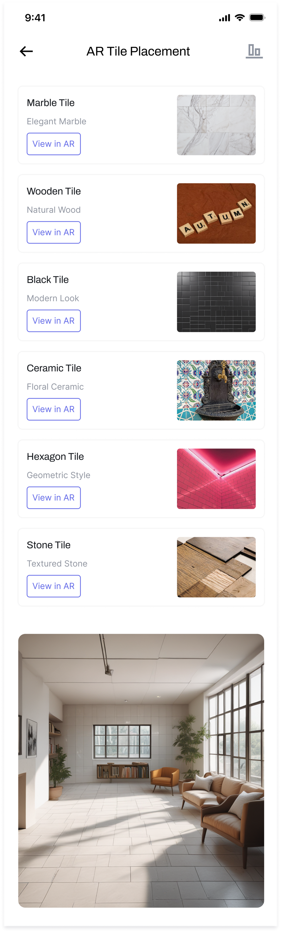 AR Tile Placement Screen