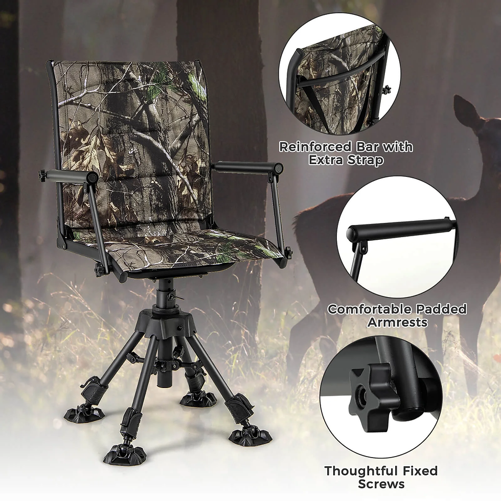 Thumbnail: Goplus Swivel Hunting Chair with 4 360° Adjustable Legs Folding Silent Swivel Bl