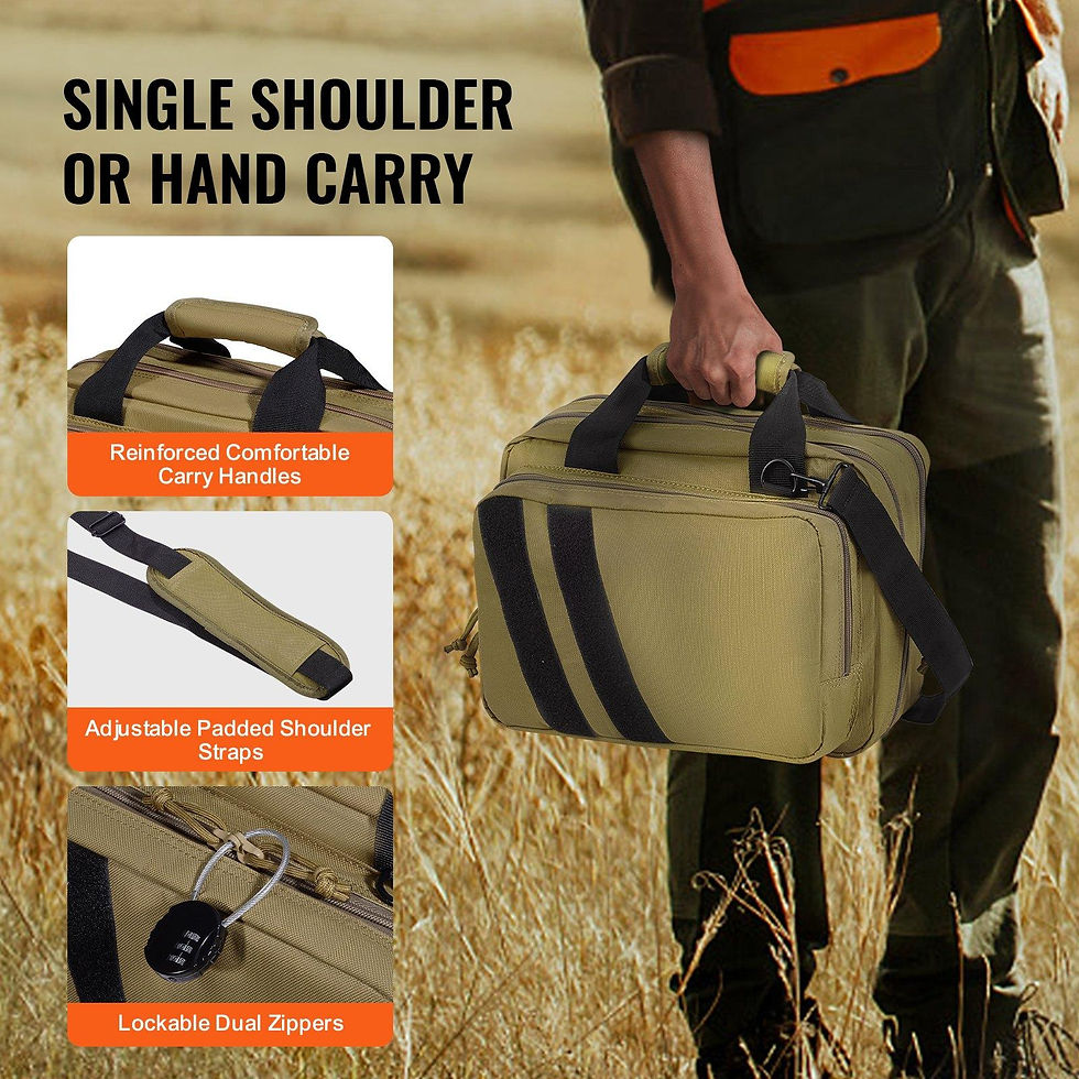 Thumbnail: VEVOR Range Bag for 2 Pistols Tactical Gun Bag 2 Built-in Pistol Bags