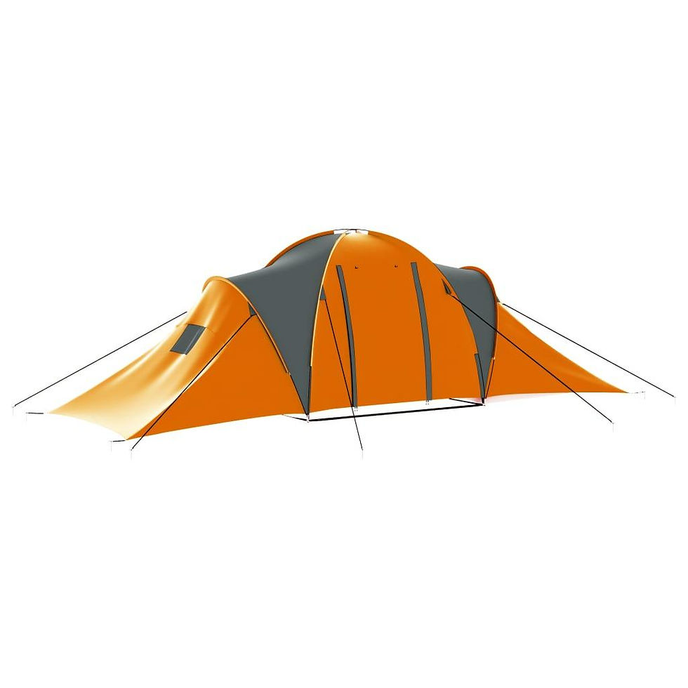 Thumbnail: XL Camping Tent - 9 Persons Fabric Gray and Orange