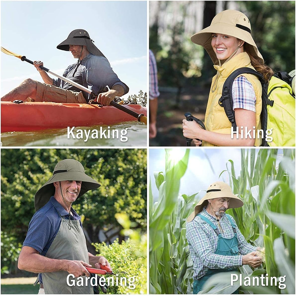 Thumbnail: Outdoor Sun Hat for Men with UV Protection Safari Cap Wide Brim Fishing Hat with