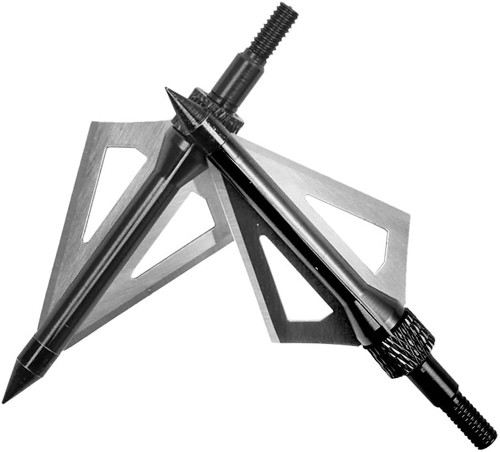 Thumbnail: 12Pcs 100 Grain 3 Blade Crossed Broadhead Screw-In Arrows Tips for Compound Bow 
