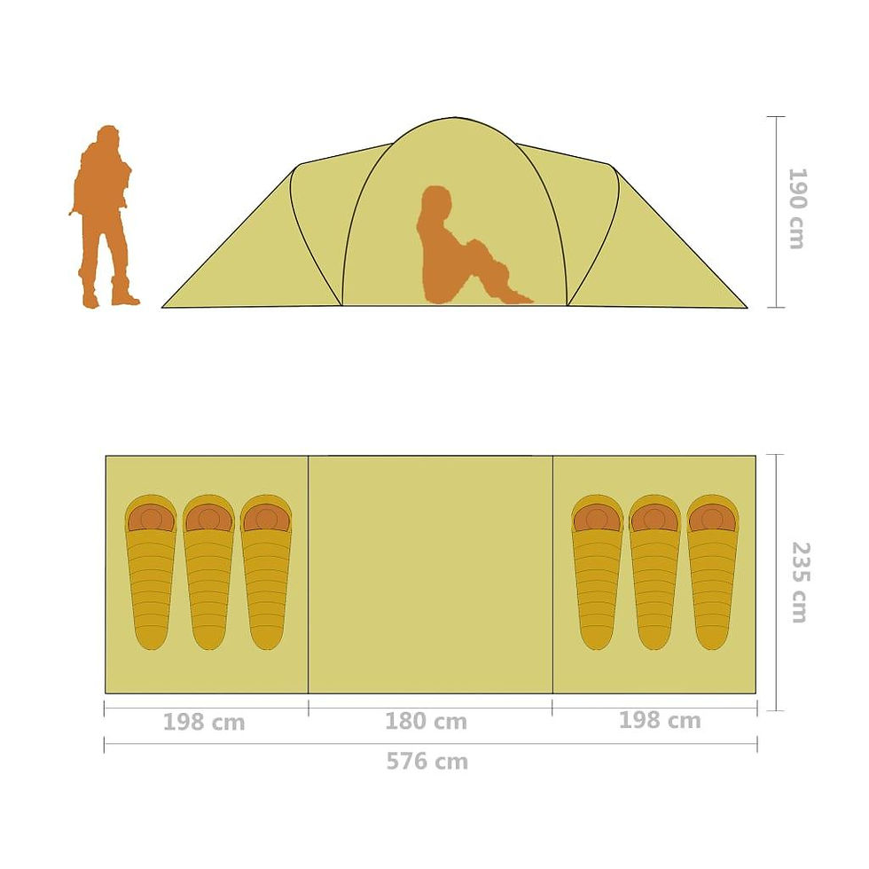 Thumbnail: XL Camping Tent - 6 Persons Blue and Light Blue