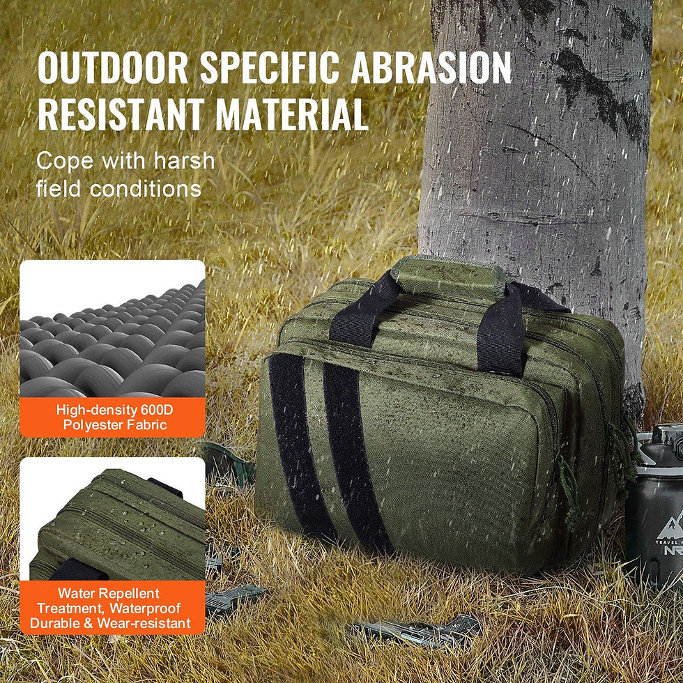 Thumbnail: VEVOR Range Bag for 2 Pistols Tactical Gun Bag 2 Built-in Pistol Bags