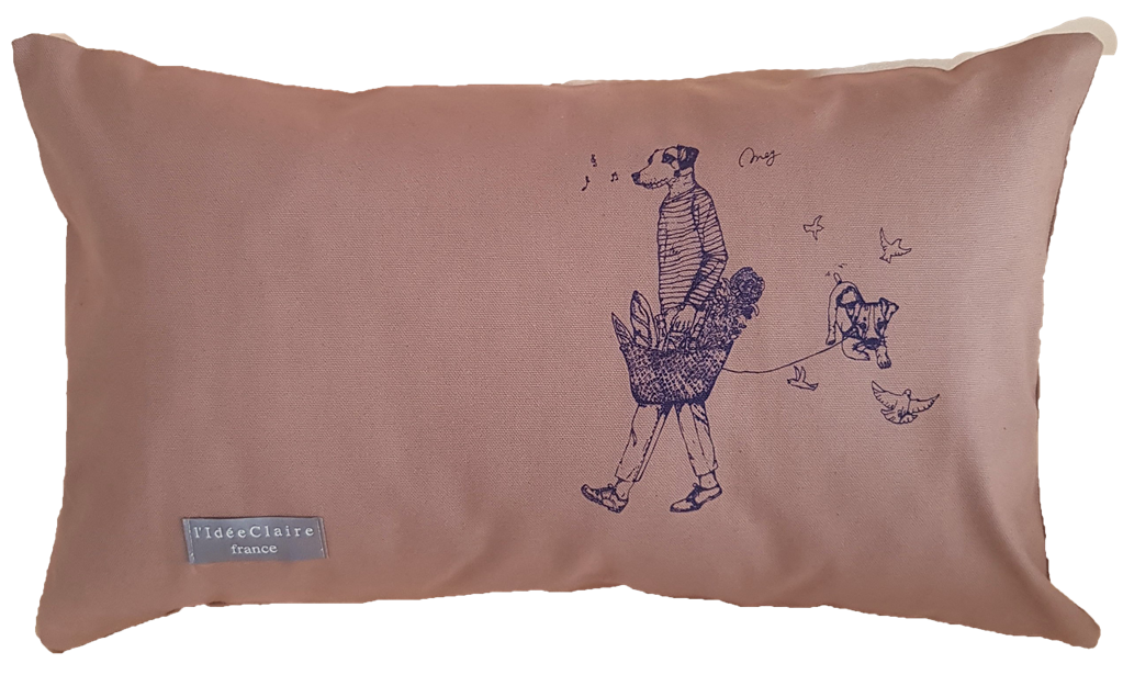 Coussin 50x30 Coton marron 100% _ Chien