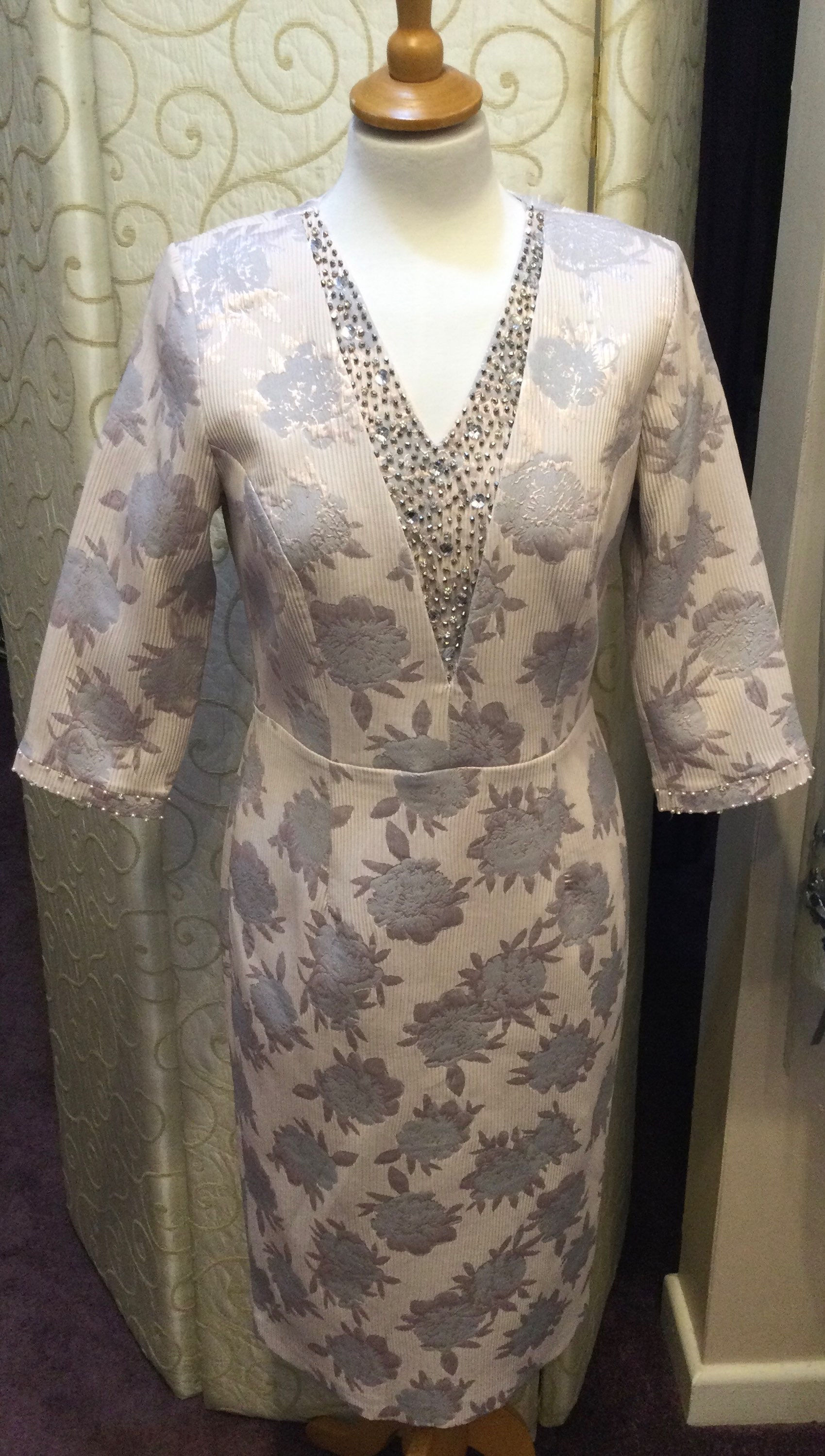 Lizabella blush and grey dress