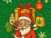 Ein Headshop Weihnachtsmann inhaliert CBD