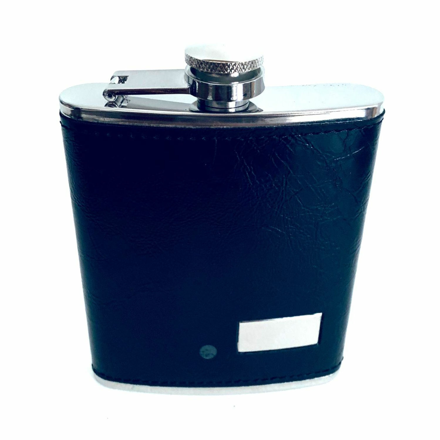 Flachmann Lederoptik Schwarz 7oz