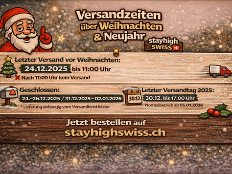 Weihnachten und Neujahr 2025 Versandzeiten für CBD sowie Headshop Produkte