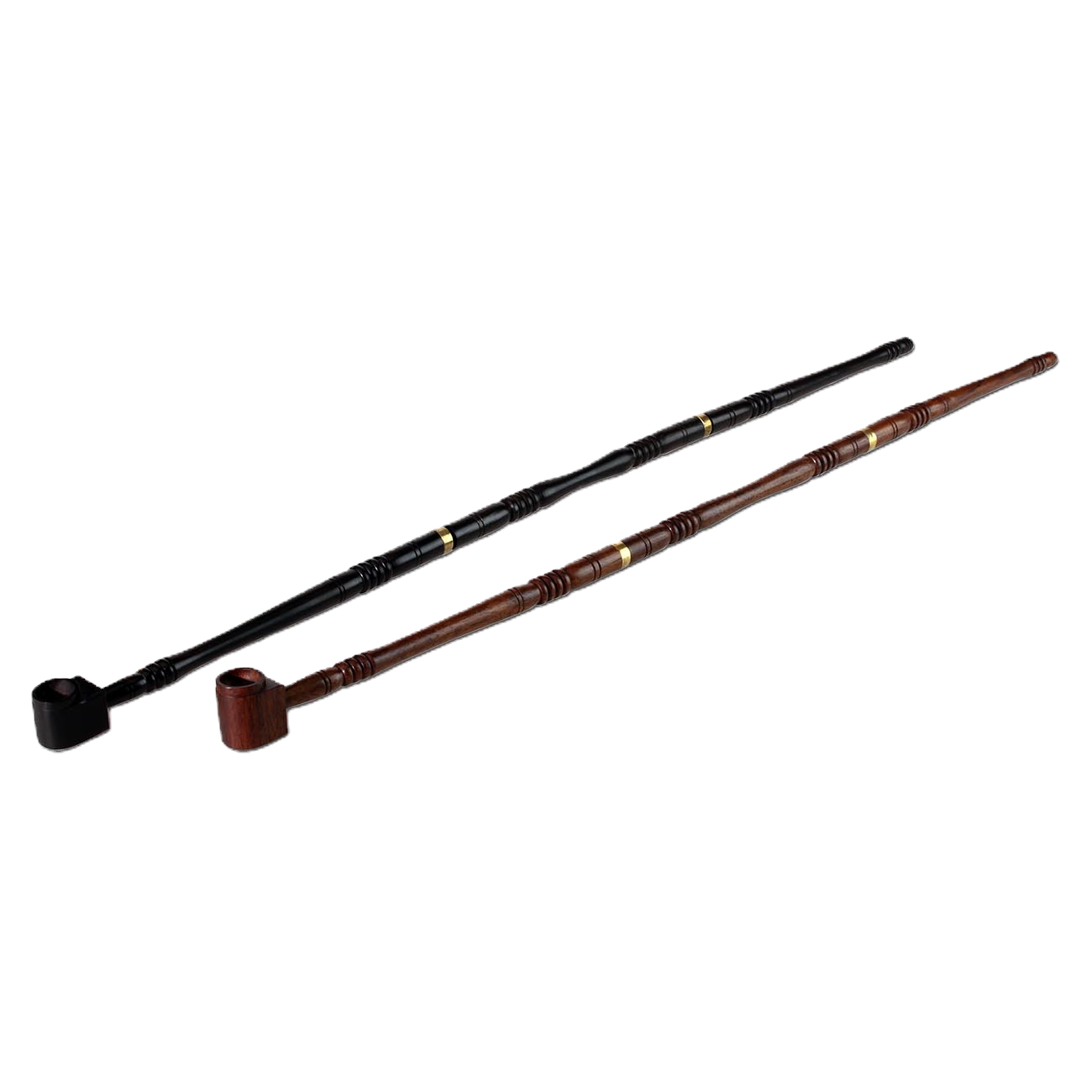 Pipe en bois de palissandre 3 pièces. avec anneau en laiton - environ 60 cm