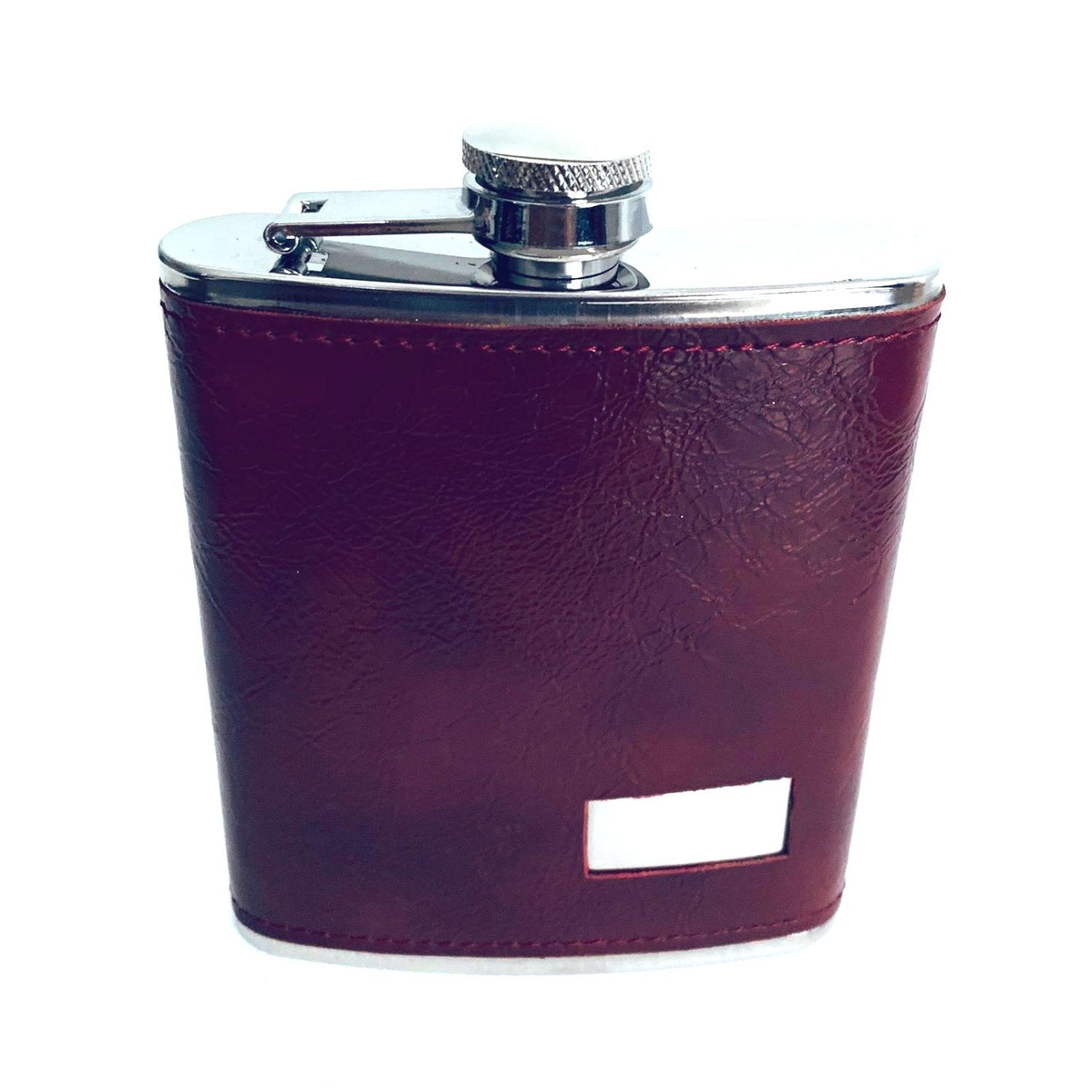 Flachmann Lederoptik Rotbraun 7oz