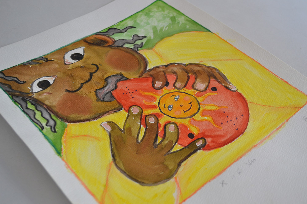 X is for Xun, watercolor, children's illustration