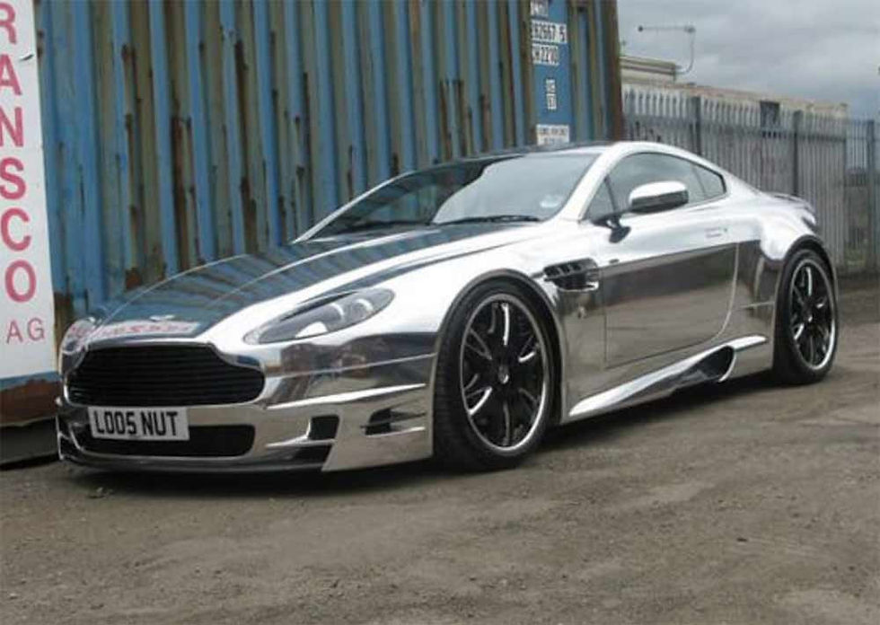 Image showing a custom chrome wrap on an Aston Martin used in a blog post about chrome car wrapping from Auto Wrap Centre Liverpool