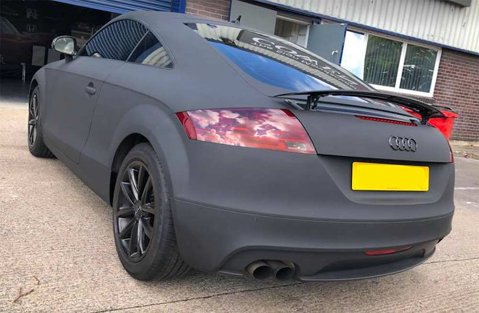 Image showing an Audi TT with a matte black car wrap by Auto Wrap Centre Liverpool