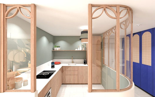 Cuisine ouverte séjour appartement Lyon