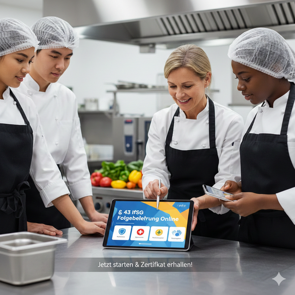 (Händewaschen): Anleitung korrektes Händewaschen Lebensmittelhygiene IfSG
(Symptome): Übersicht Symptome Tätigkeitsverbot Infektionsschutzgesetz
(Zertifikat): Muster Bescheinigung Folgebelehrung § 43 IfSG