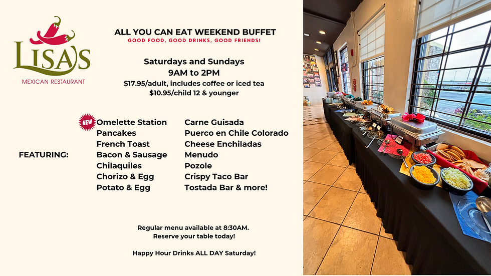 SATURDAY ALL YOU CAN EAT WEEKEND BUFFET
