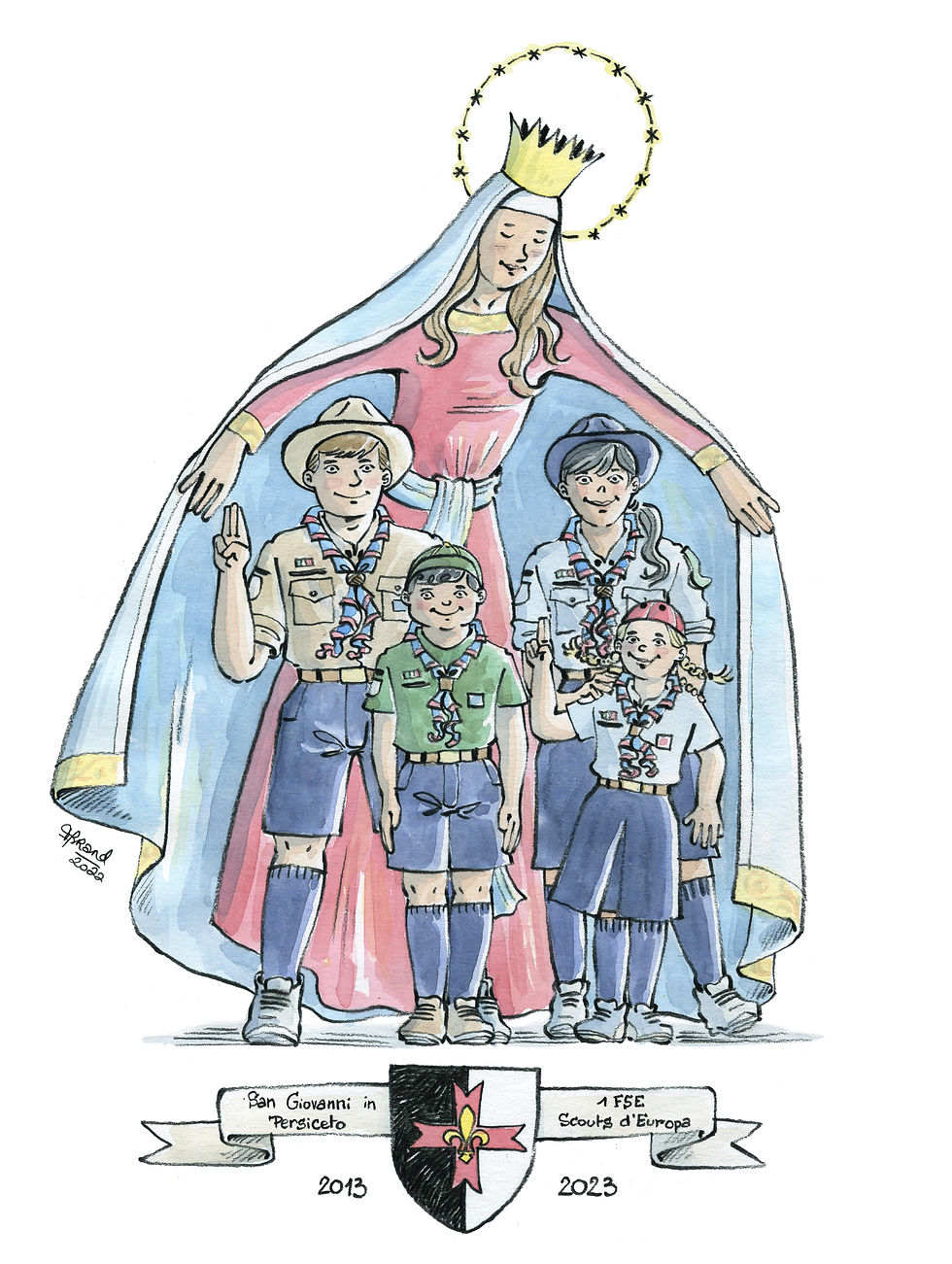 Illustration 10 ans groupe scout