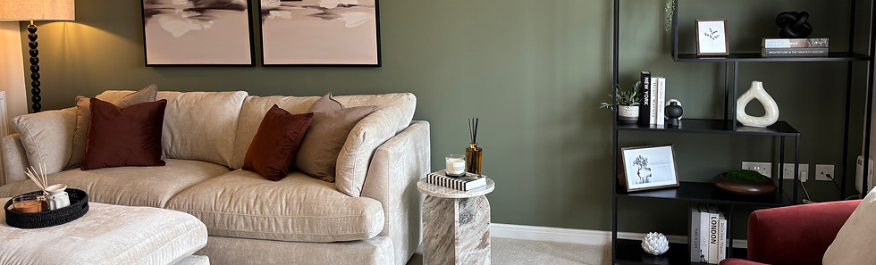 Show home living room with bold accents