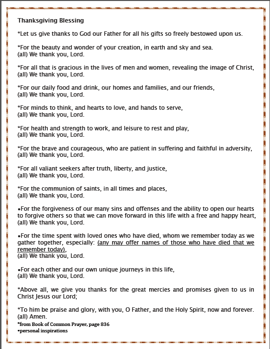 Thanksgiving and Holiday Prayer Card