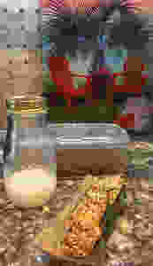 what is left of almond milk, almond crackers, and new batch in the making