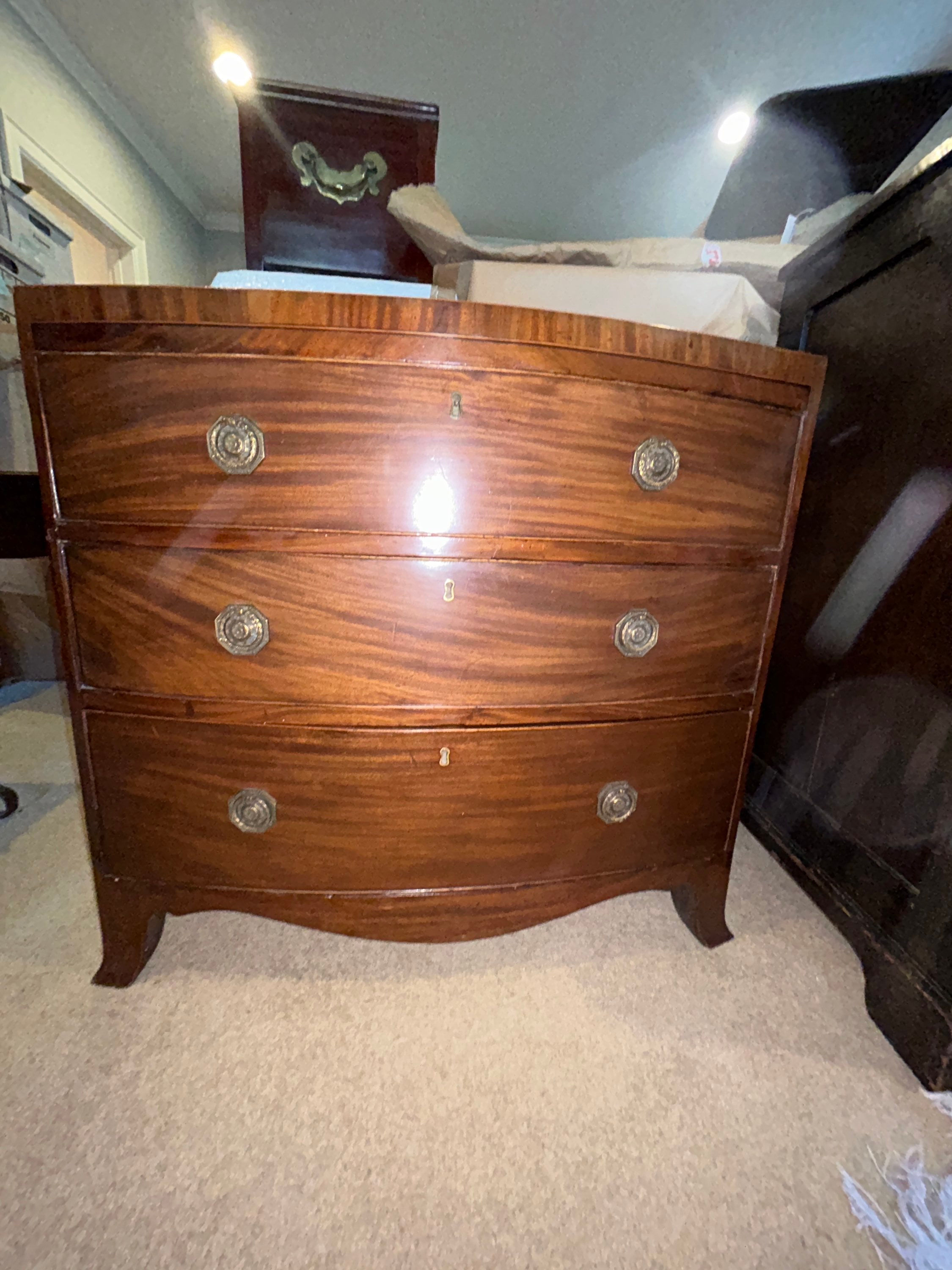 English  Mahogany Three Drawer Chest (Item #1302)