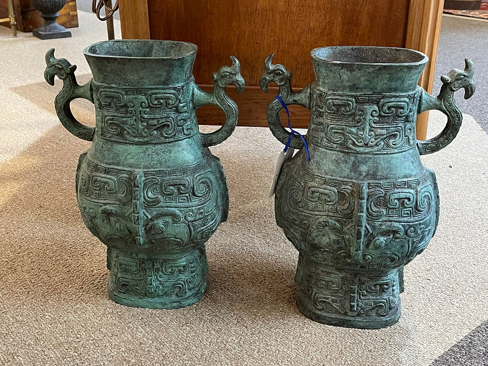 Pair of Chinese Bronze Wine Vessels