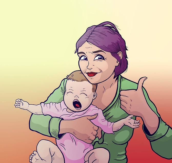 mother and crying baby