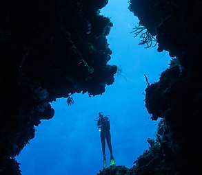 Diver på Underwater Cave