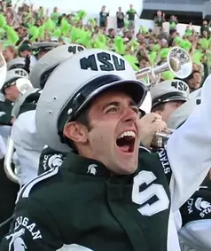 photo of Joe Garascia in his MSU marching band uniform
