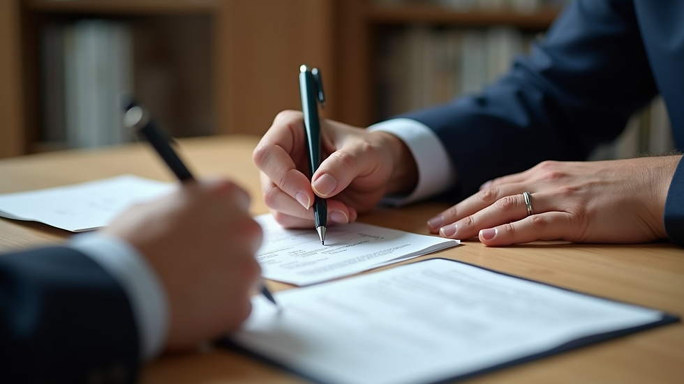 Close-up view of a notary public verifying a client's ID