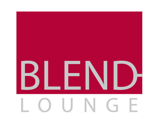 Blend Lounge logo with red background and white text