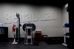 a gym with the word chab lab on the wall