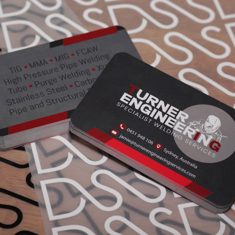 a business card for turner engineering specialist welding services