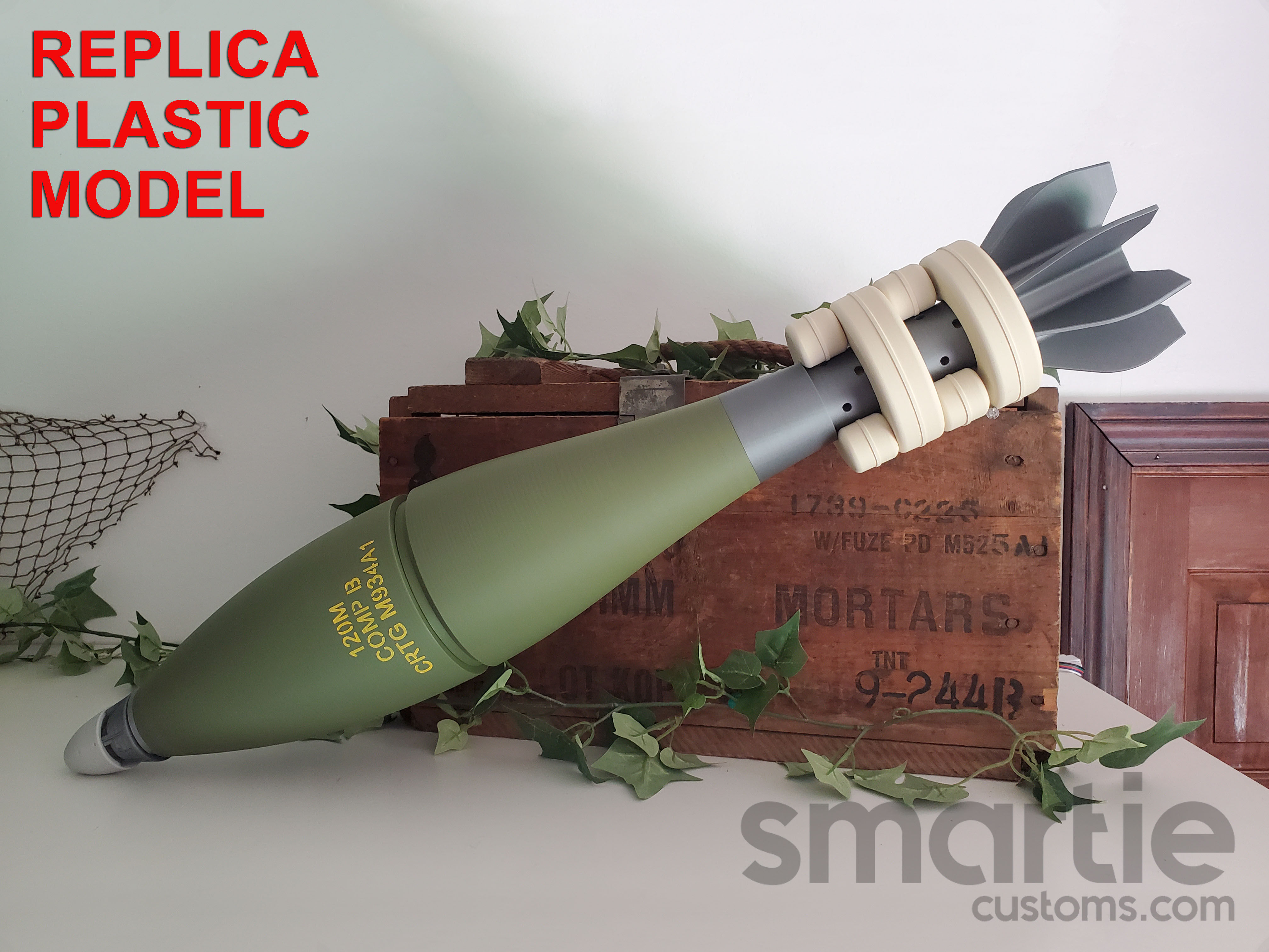 M934A1 HE 120mm Mortar Shell Round - Accurate Size Plastic Replica