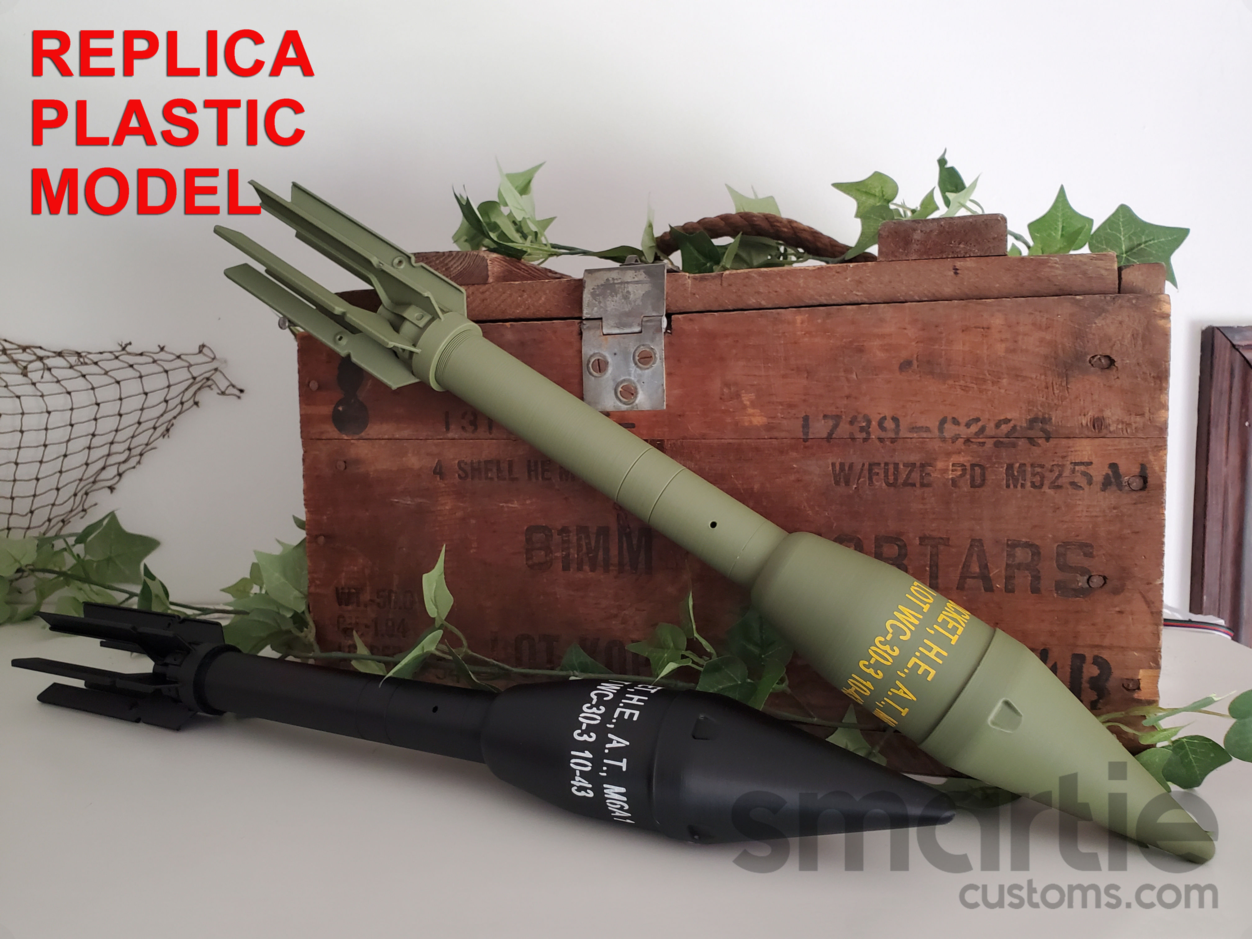 M6A1 M7A1 WW2 Era 60mm HEAT Bazooka Rocket Round - Accurate Size Replica
