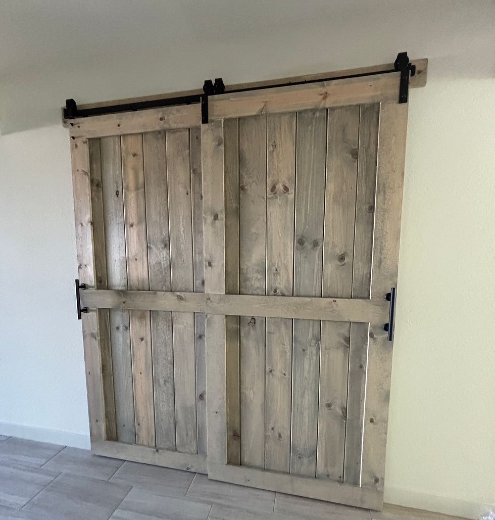 A custom barn door made by infinity barn doors