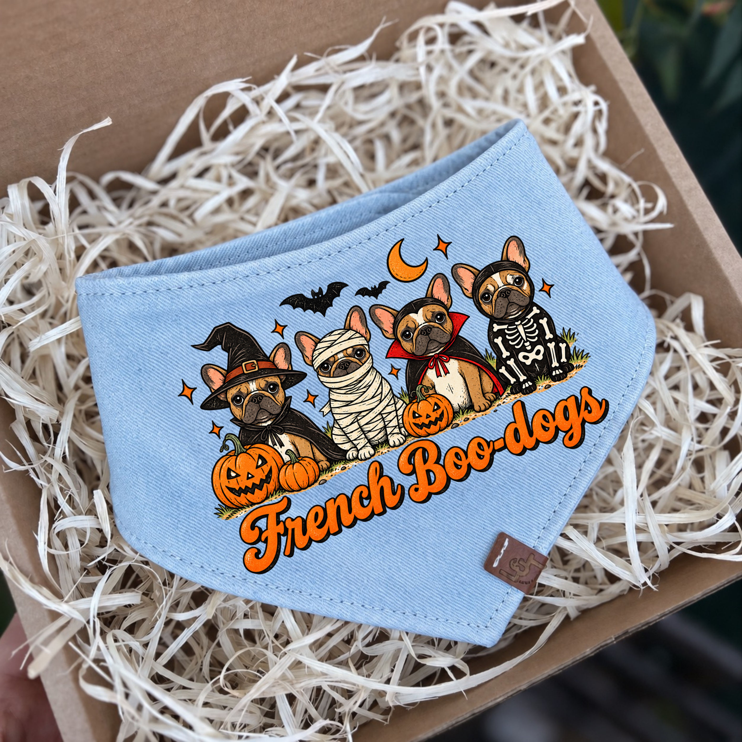 FRENCH BOO-DOGS | DENIM PRINT BANDANA