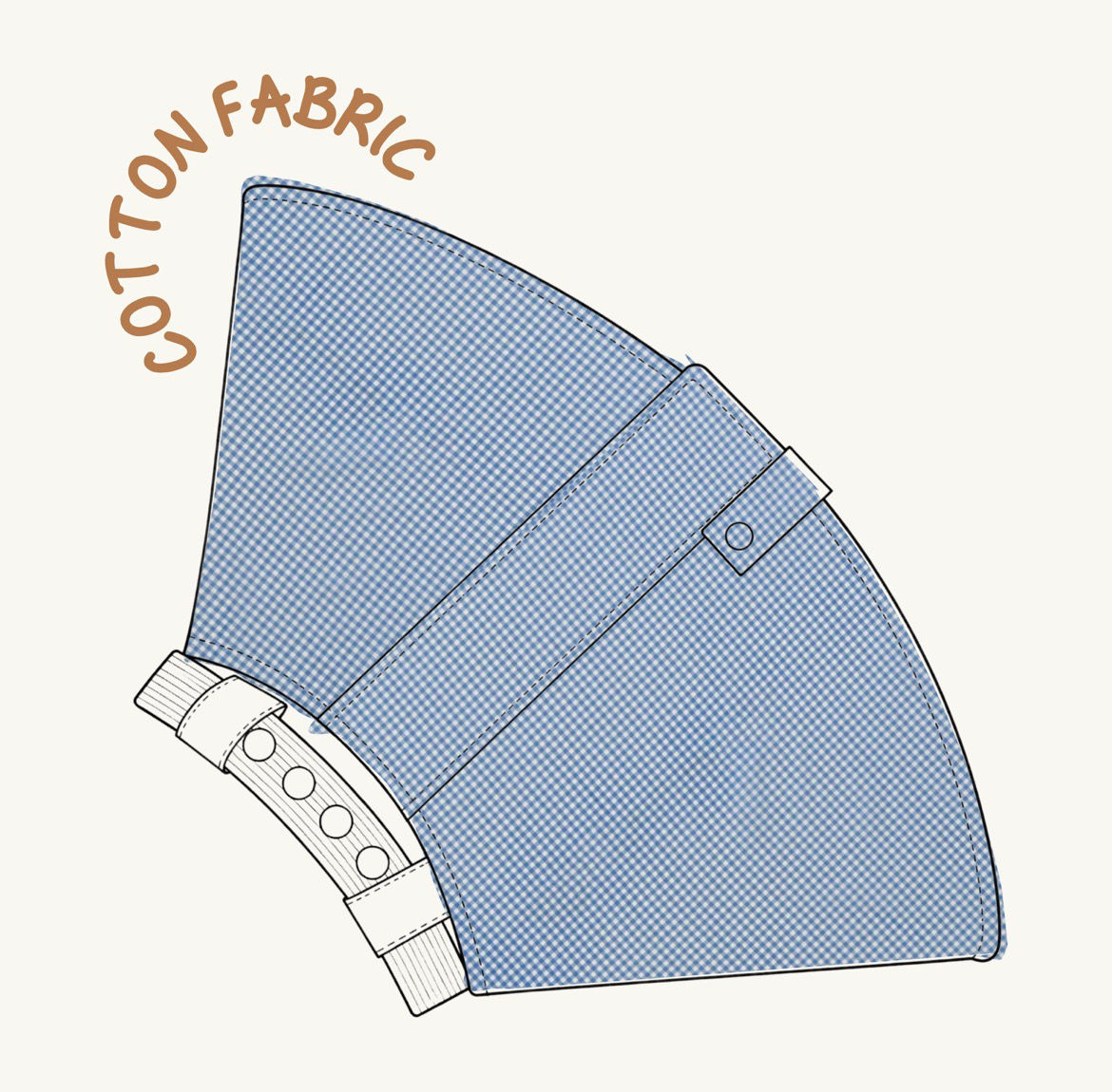 SOFT RECOVERY CONE | BLUE GINGAM SMALL PRINT