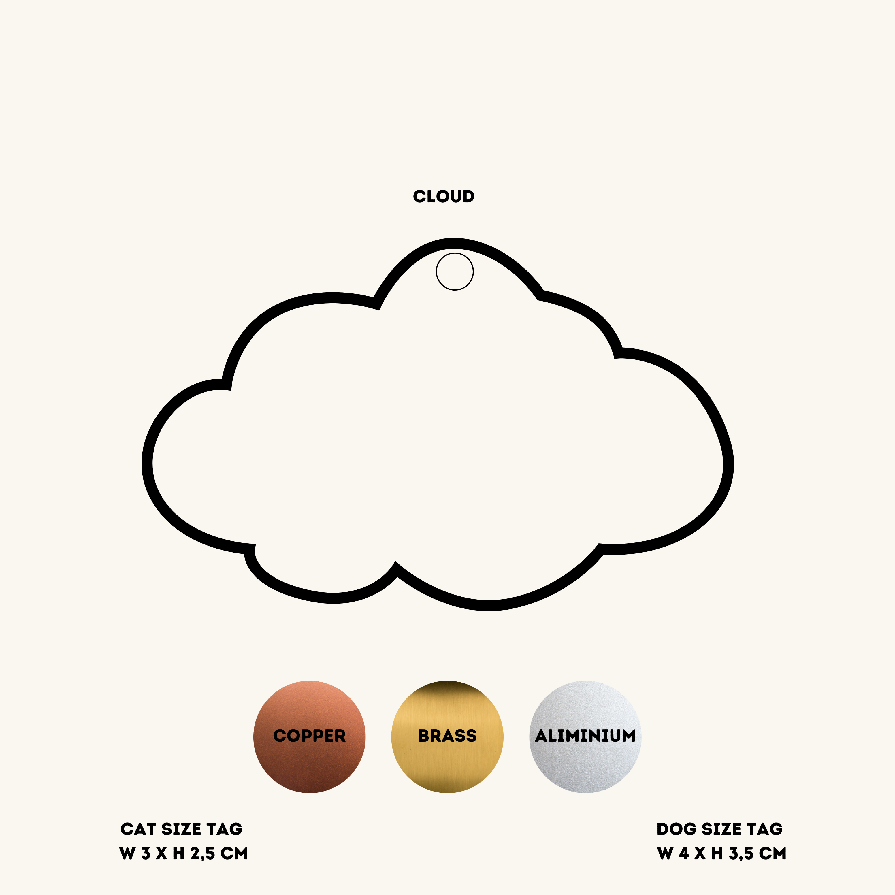 CLOUD HAND STAMPED METAL TAG