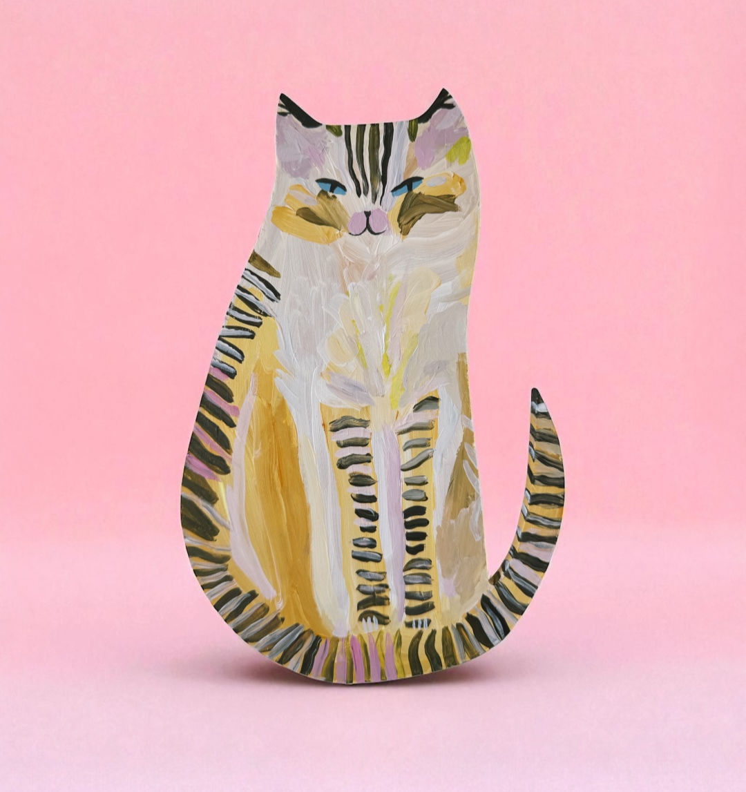 Gato atigrado rosa & amarillo